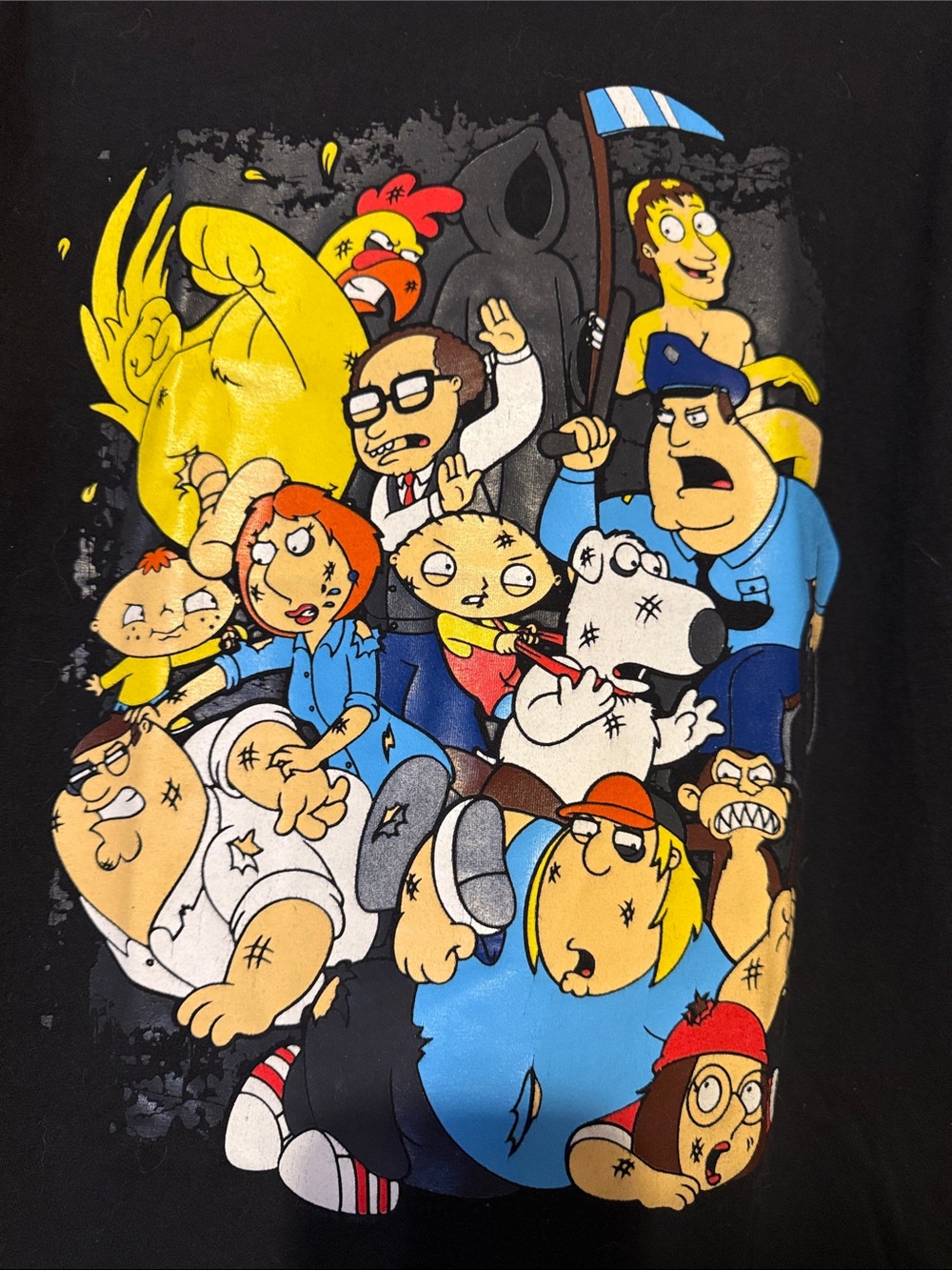 Vintage Y2K Family Guy Cartoon old Characters T-Shirt - Black with Alstyle Tag